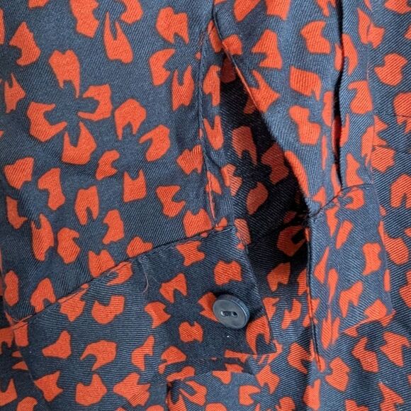 Hobbs Floral Patterned Navy Button-Up Shirt Dress Silk Blend Small - Picture 3 of 16